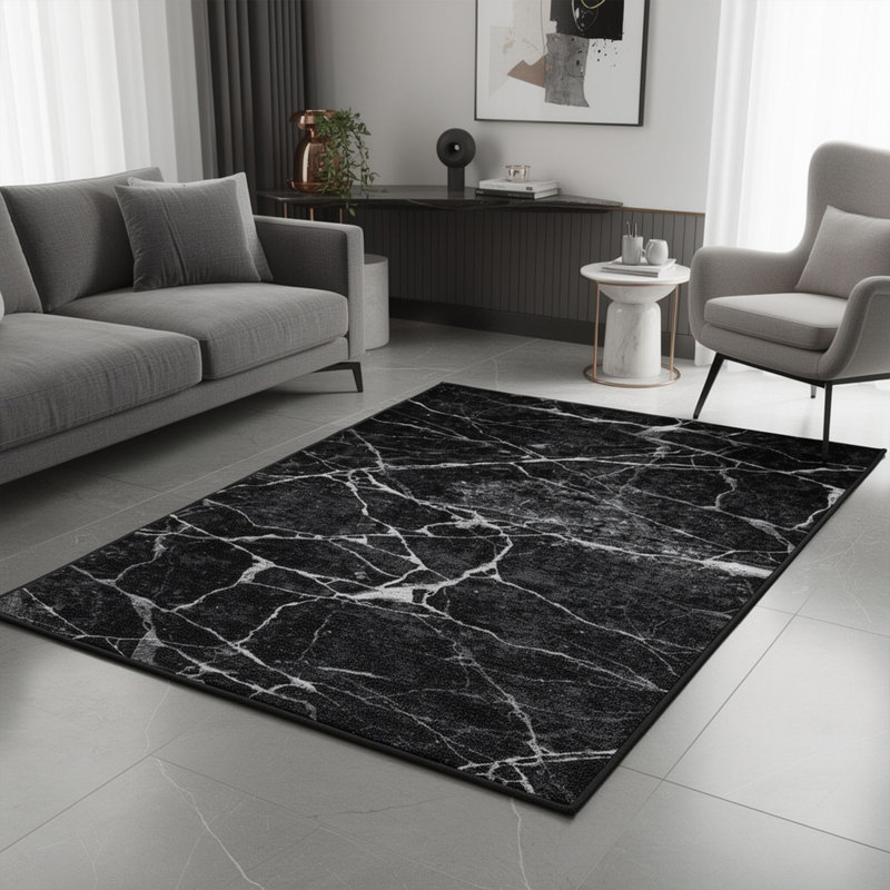 Luxurious 3D Printed Woven Carpet, 55.1 x 86.6 inches | 100% Polyester, Antibacterial, Machine Washable | Non-Slip PVC Felt Dot Underside, 0.3 in Pile Height | Perfect for Living Room, Bedroom & Home Decor