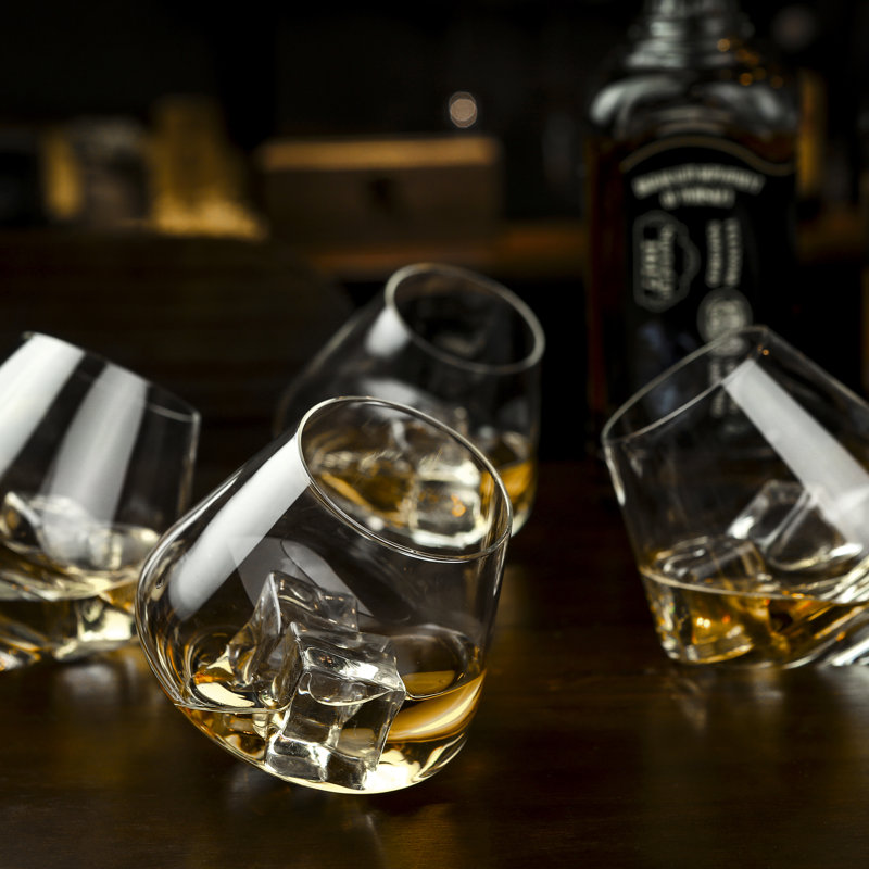 35oz Clear Tilted Crystal Whiskey Glass Set of 4