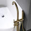 Robinet de baignoire monocommande à fixation au sol avec douche mobile - or brossé, robinet en céramique, robinet de baignoire amovible à poignée dorée, design antique,