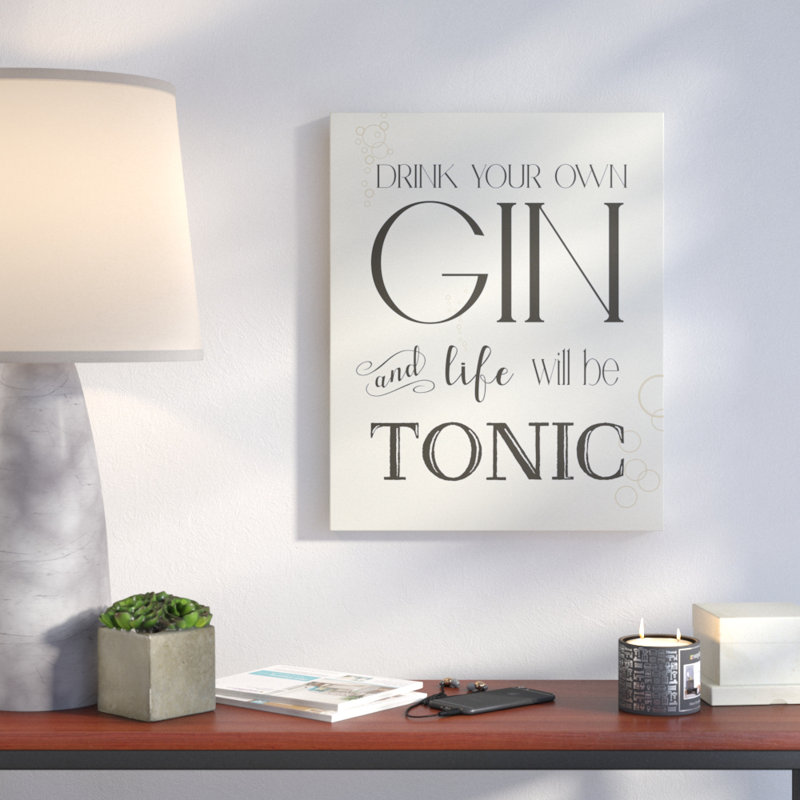 Gin & Tonic - Textual Art on Canvas, 16" H x 20" W x 1.5" D