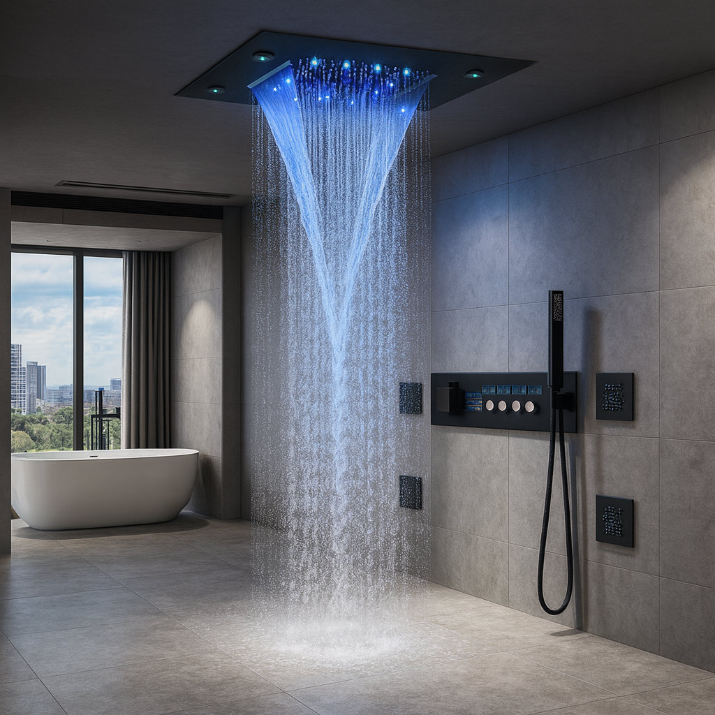 FontanaShowers Trieste LED Thermostatic Phone Controlled Shower System ...