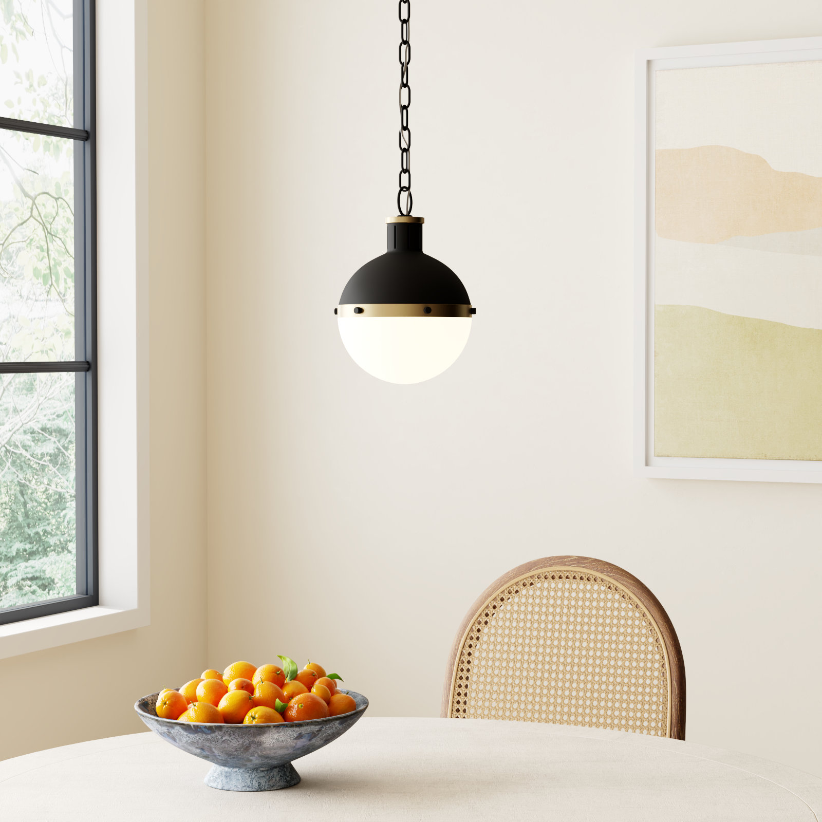 Geoffrey 1 - Light Unique Globe Pendant, Midnight Black, No , 11.63" H x 8.13" W x 8.13" D