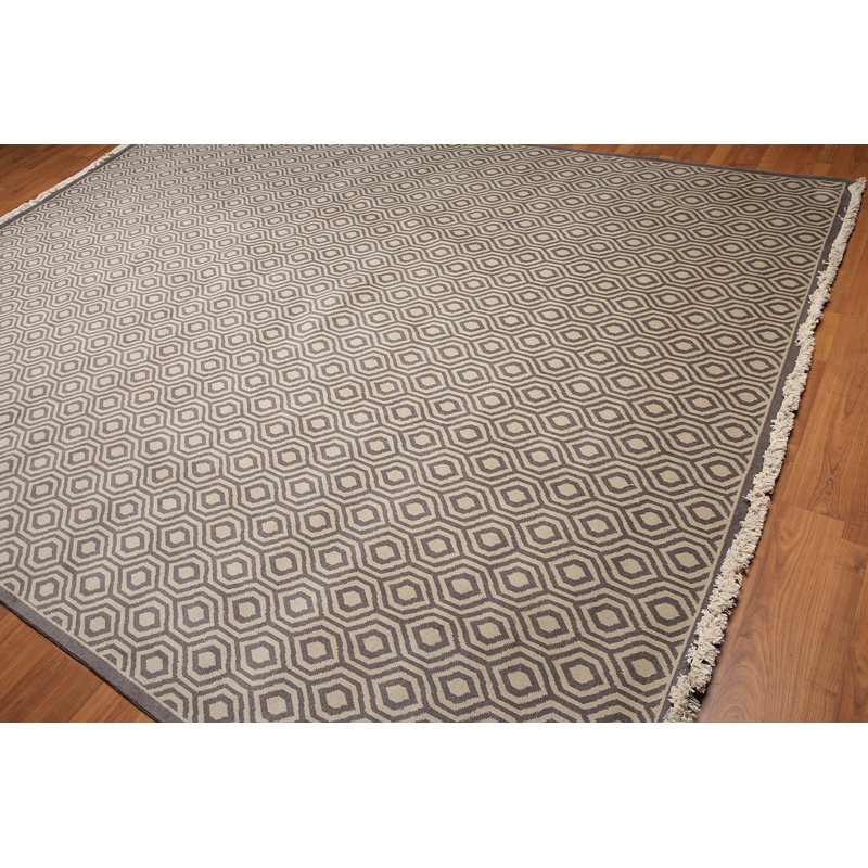 Tapis de zone en laine 9 pi x 12 pi noué la à la main one-of-kind Draeger