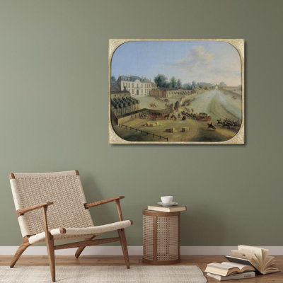 "View of the Château De La Muette with the Arrival of the King" by  Charles-Léopold Grevenbroeck - Gallery Wrap Canvas Wall Art