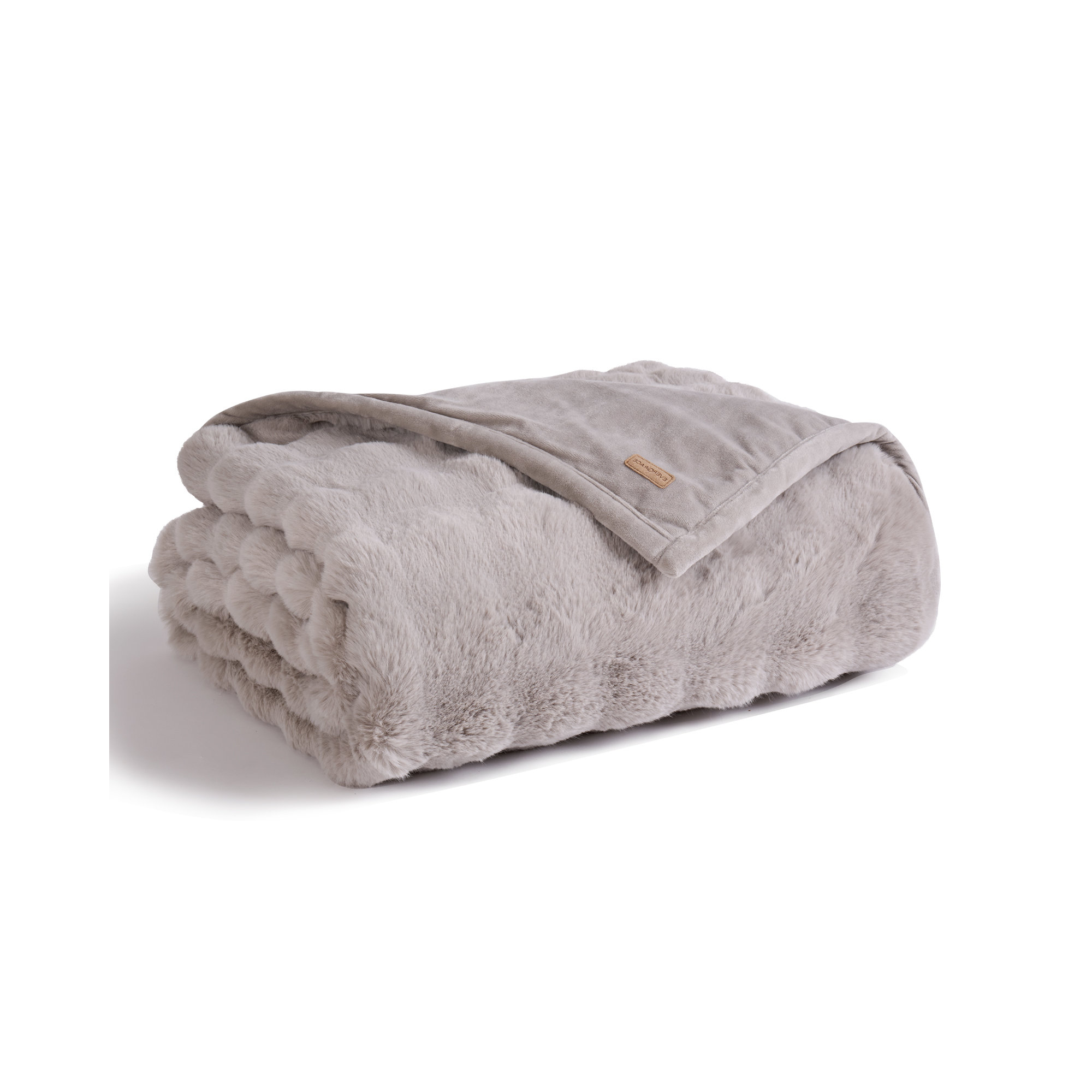 Ridgeline Faux Fur Throw Blanket, 60" L x 50" W, Taupe