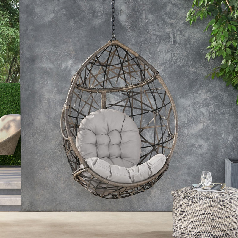 Modern Simple and Comfortable Stylish Hanging Chair with Cushion, Grey