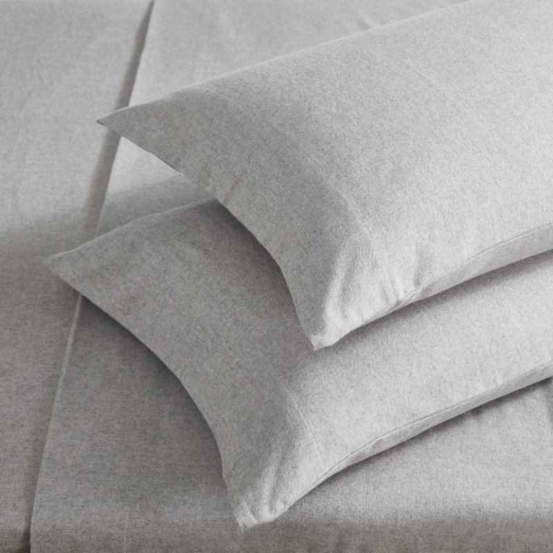 Ensemble de draps en flanelle de coton chiné moderne Calvin Klein, Très grand lit, Gris
