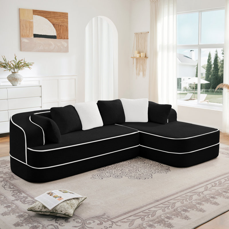 Canapé modulaire sans assemblage avec méridienne 106 po Roomfitter, Noir / blanc