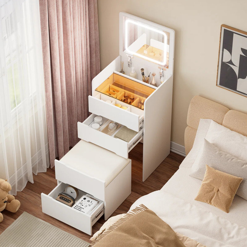 Ensemble de coiffeuse avec miroir Glowdrop