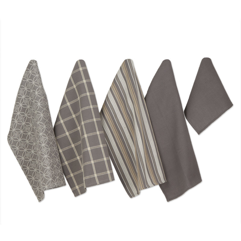 Ensemble 5 pièces de linge de maison artichaut, gris