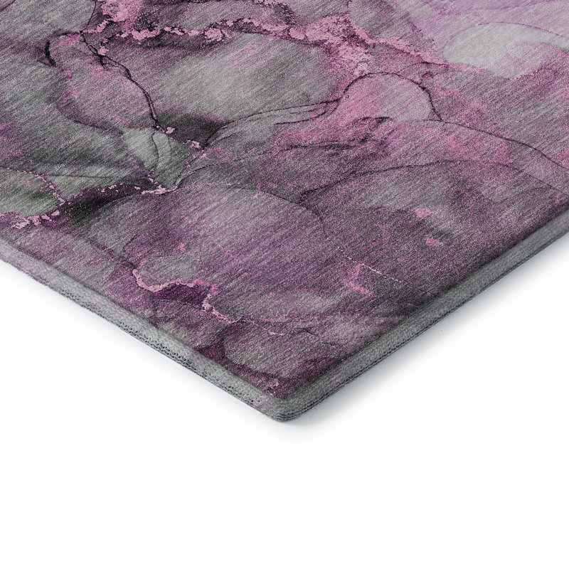 Tapis rose Cerrito AMF520 lavable à la machine de qualité supérieure, Rectangle 9 pi x 12 pi