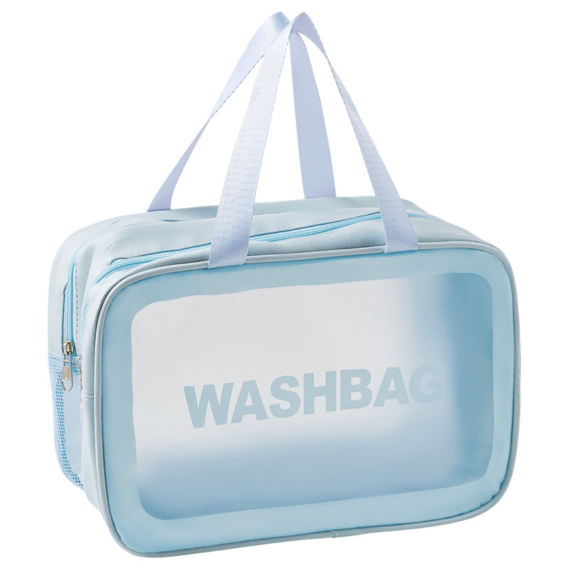 PU Leather；Polyester；PVC；Nylon Zipper Makeup Organiser, Blue