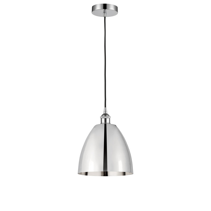 Luminaire suspendu conique à 1 lumière, Chrome poli, Chrome poli, H 12,88 po x l 9 po x P 9 po