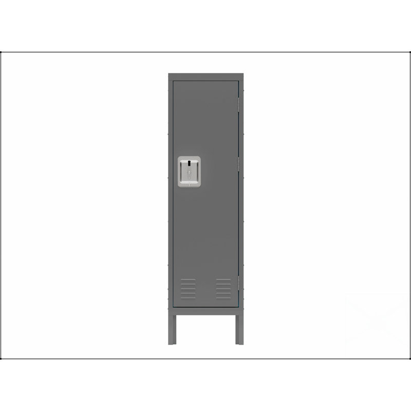 Grand casier en métal à 1 porte de style rétro avec ventilateurs, pour espaces industriels et modernes, Gris