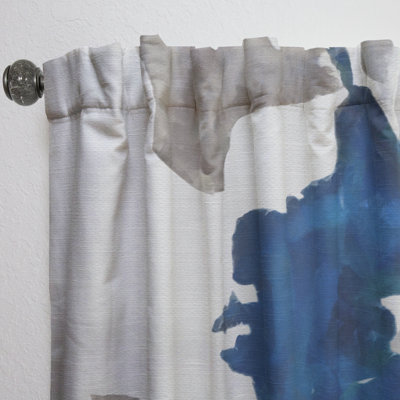 Rideau simple occultant moderne Gouache Sapphire sur fond gris VI bleu