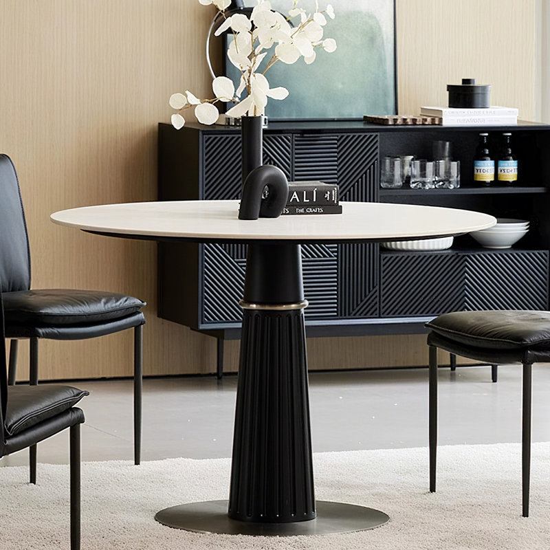 Table de salle à manger blanche et noire, H 29,53 po x L 39,37 po x l 39,37 po