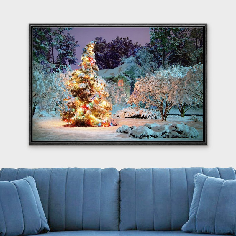 Célébration de Noël, impression, H 16 po x l 24 po, Cadre flottant noir