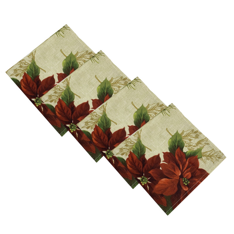 Serviette carrée 100% polyester poinsettia Holbrooke