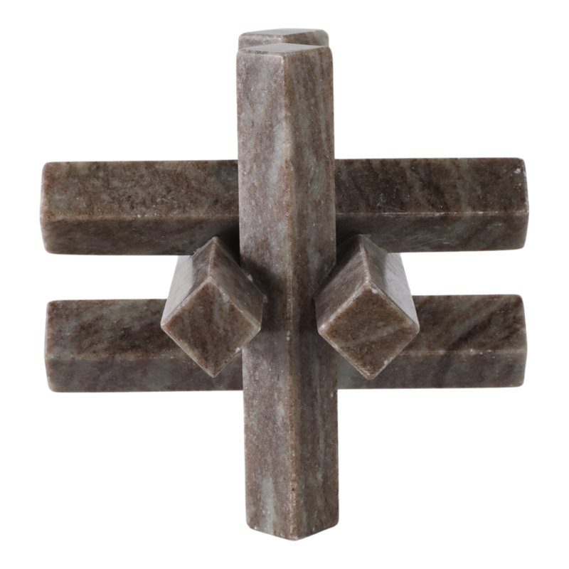 Sagebrook Home 7X7" Marble Geometric Orb, Grey