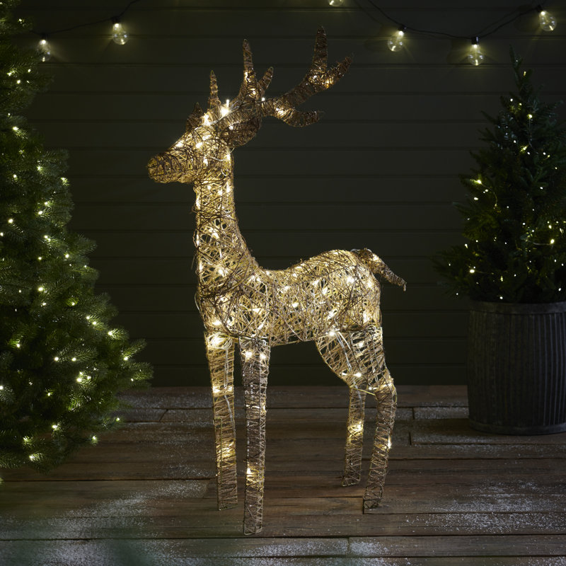 Gold Glitter Reindeer With LED Lights