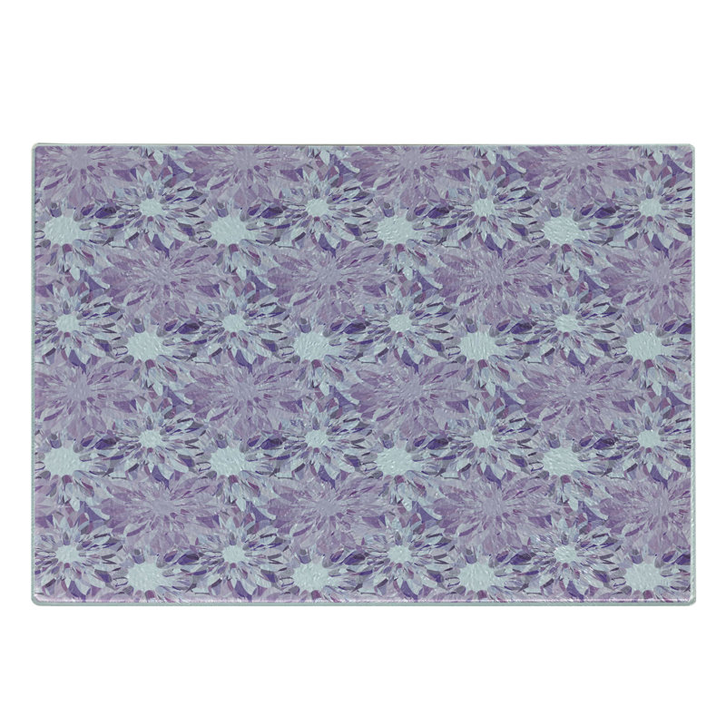 Planche à découper Ambesonne rétro en verre trempé à motif floral lilas et lavande
