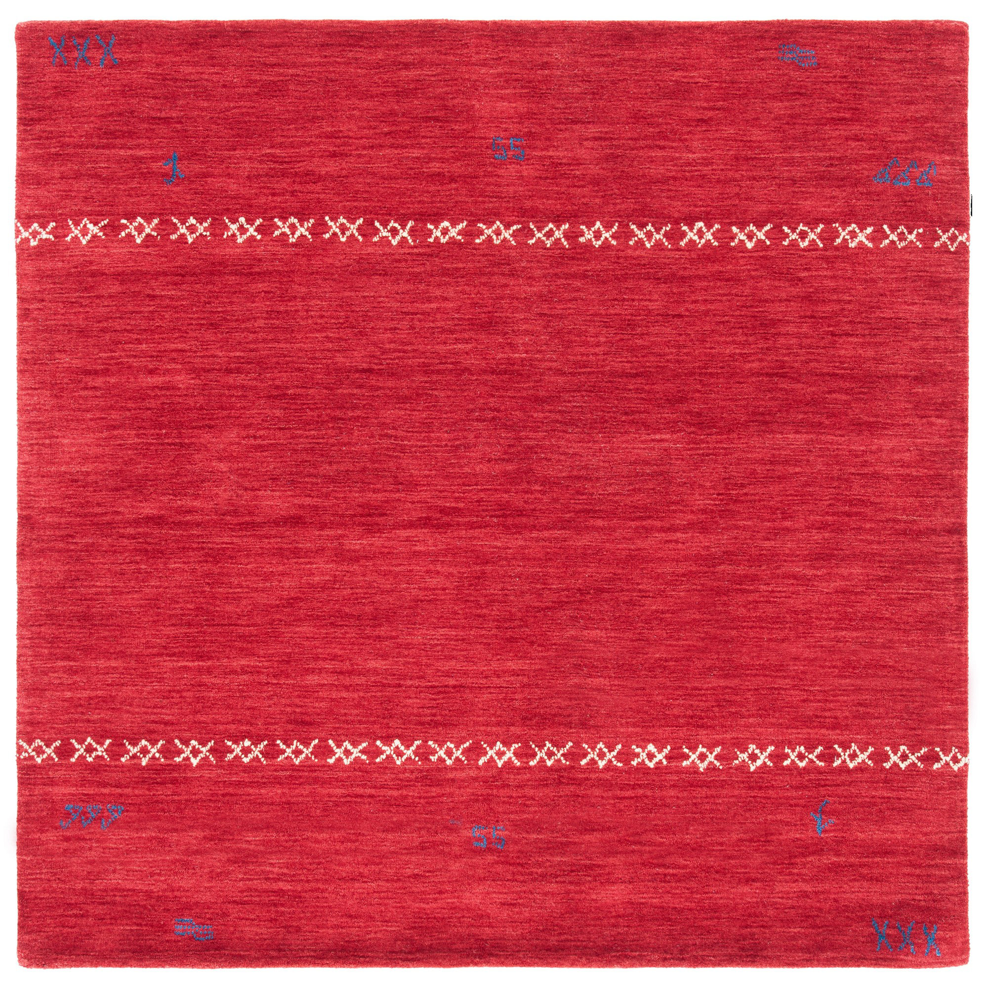 Santiago Handmade Wool Red Rug, Square 8'
