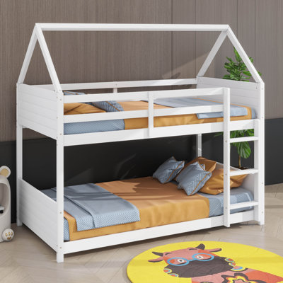 Twin Over Twin House-Design Floor Bunk Bed Complete With Head And Foot Panels by Ophelia & Co.