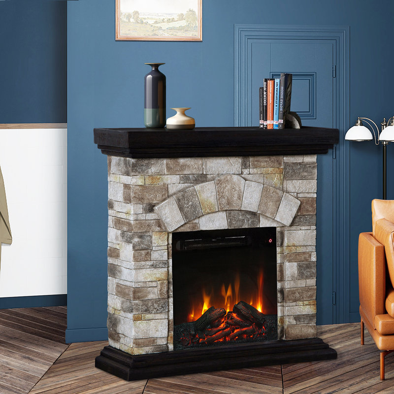 Trikomou 36'' W Electric Fireplace with 4777 BTU, Gray