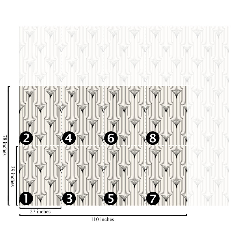 Grey and White Art Deco Geometric Wallpaper
