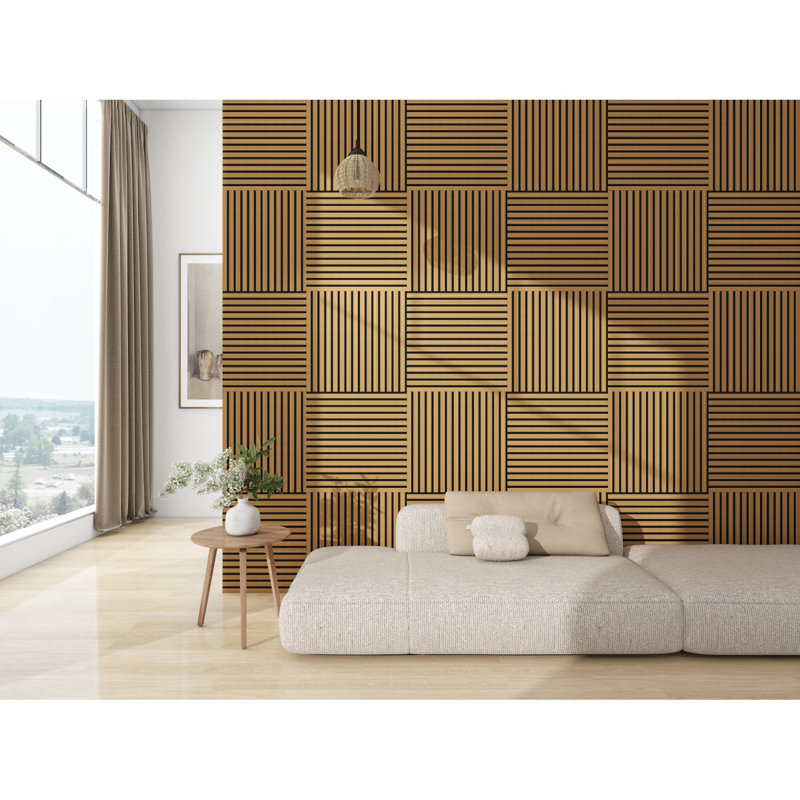 Panneaux acoustique et panneaux de bandes en bois pour murs et plafonds, Noyer