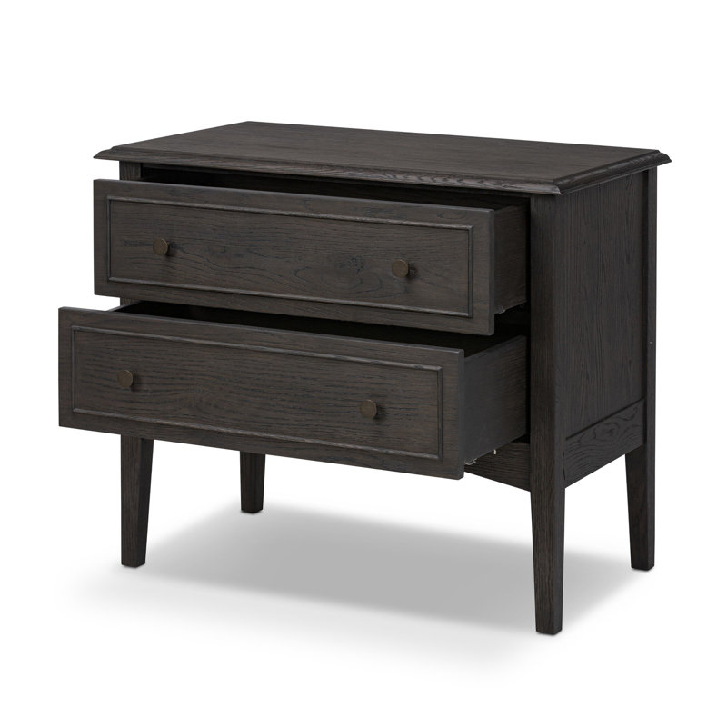 MAGGIE 2 - Drawer Solid Wood Nightstand, Black