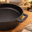 Cocotte en fonte pré-assaisonnée 2 en 1 avec deux poignées, fond de camping extérieur