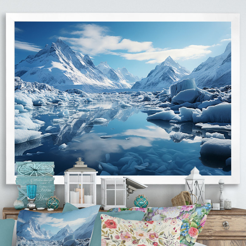 Bhav Glacier Glacial Reflections I - impression, H 24 po x l 32 po, Encadrement doré