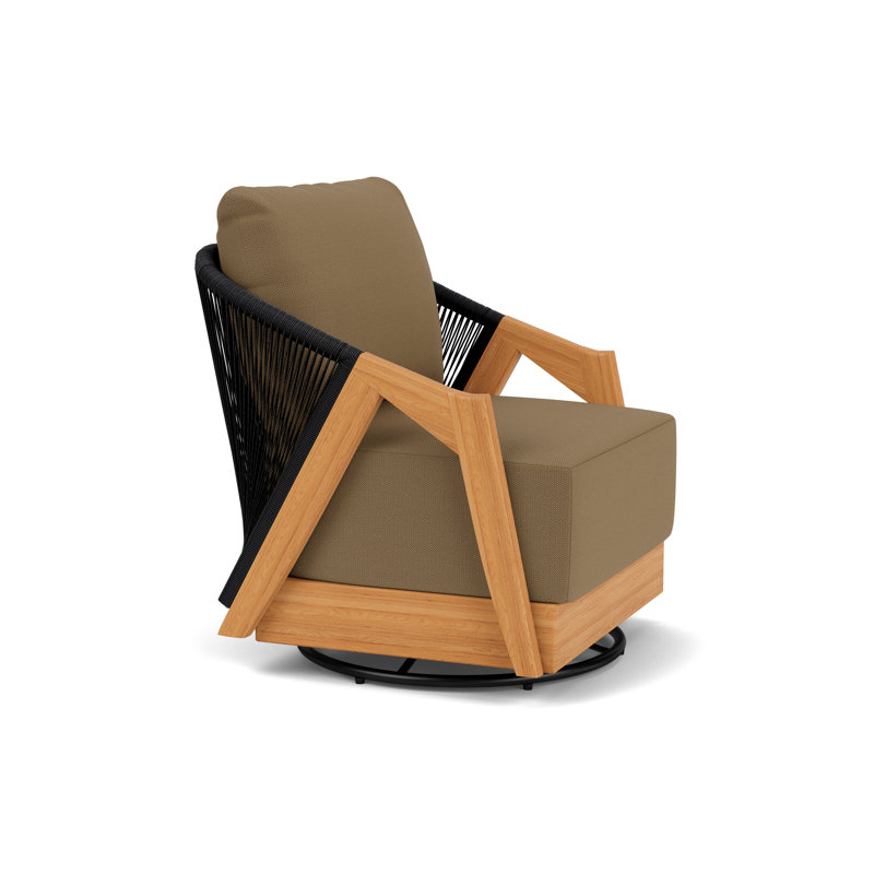 Alpine Outdoor Teak Swivel Armchair, Reflections Straw