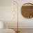 Nova 74" Modern Industrial Arched LED Floor Lamp with Gold Brass Finish, Hanging Ring Lights, and Built-In 3-Way Dimmer, Integrated Lighting-105643822
