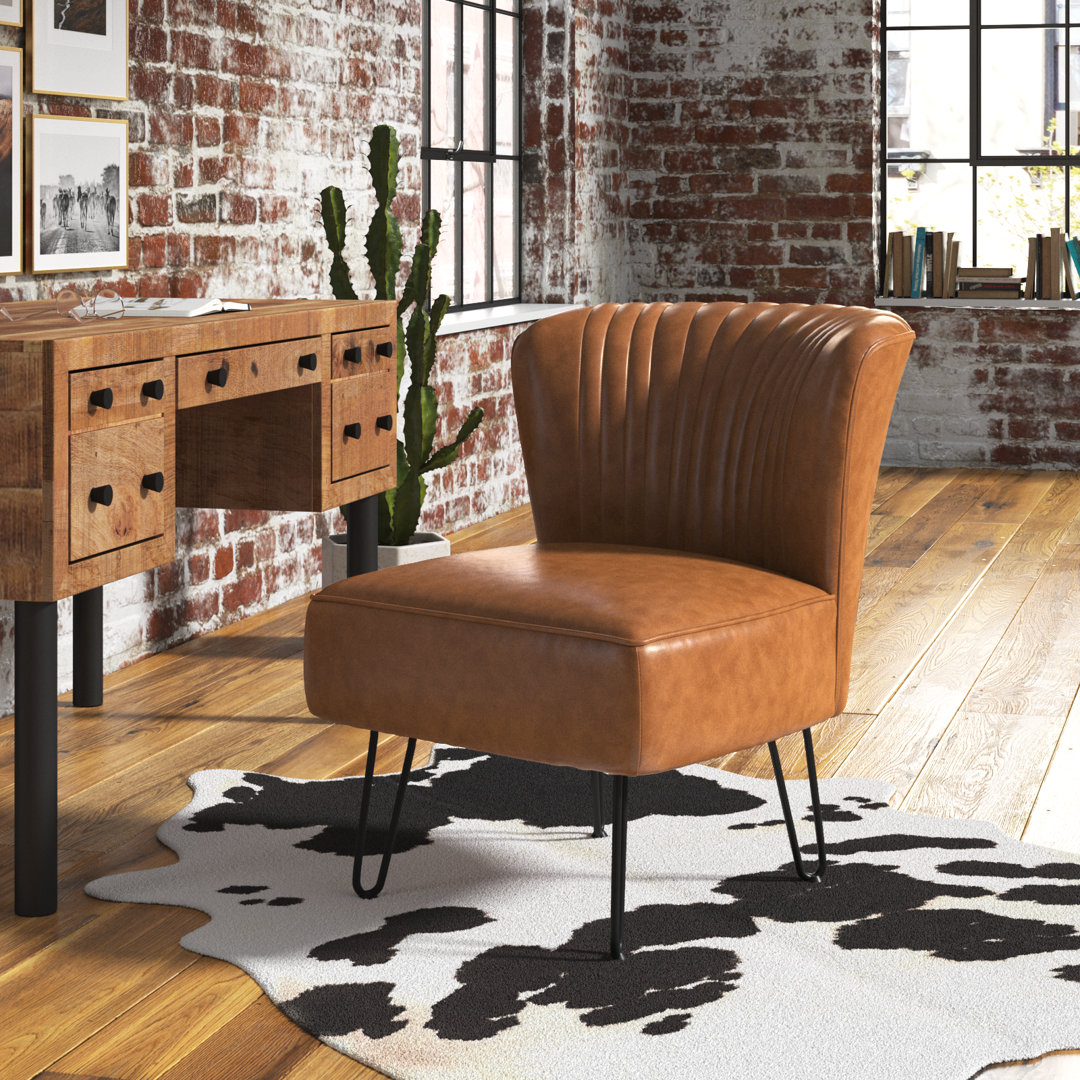 Euclid Faux Leather Chair With Metal Base Etta Avenue™ Leather 