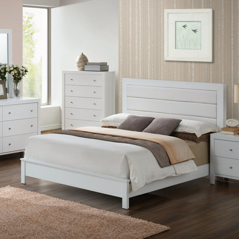 Stylish White Transitional Bedroom Bed