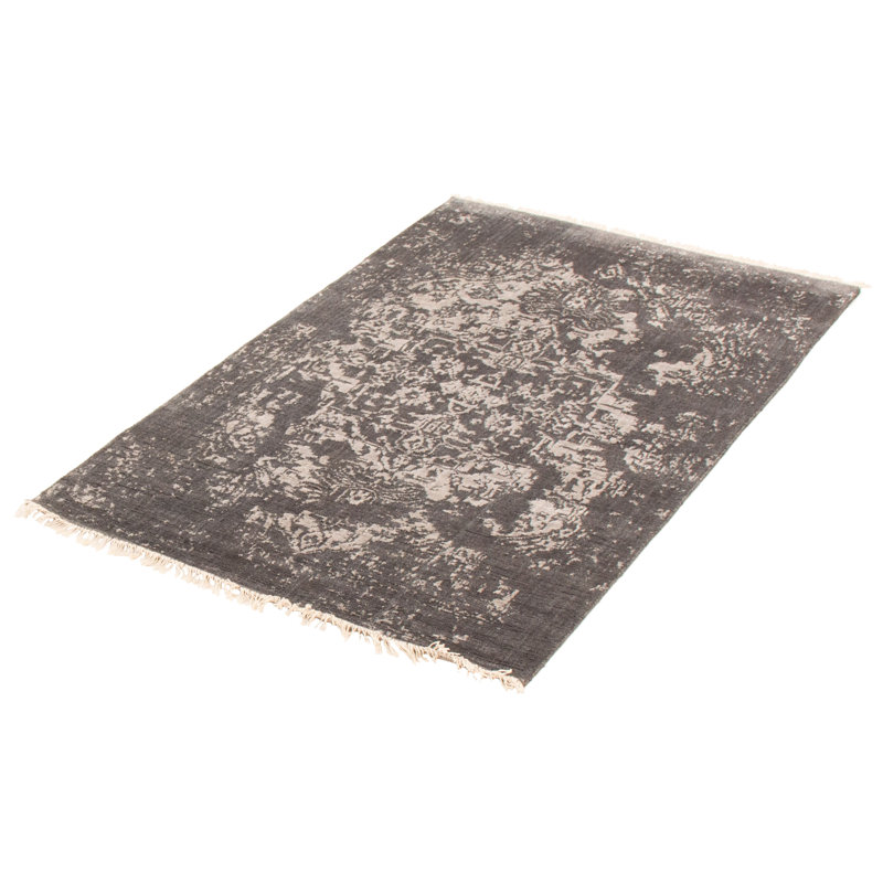 Tapis gris foncé noué à la main Massie