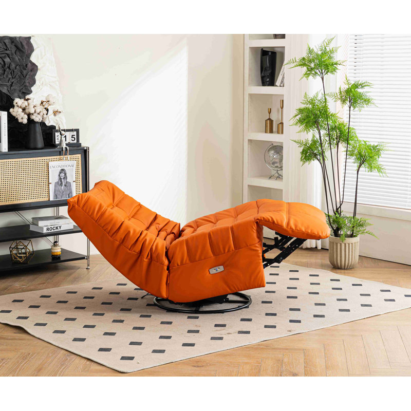Chaise berçante en cuir, Orange