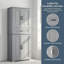 Armoire de rangement de salle de bain grise avec rangement multifonctionnel, tiroir coulissant et tablette réglable