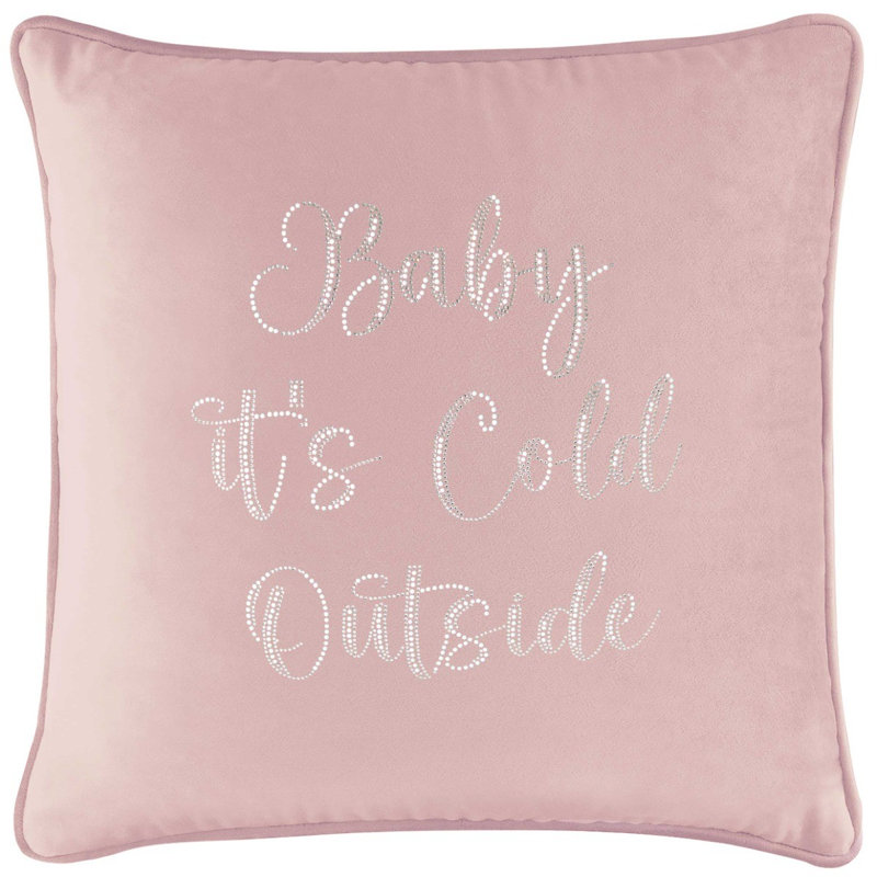 Coussin Sparkles Home Strass | Rembourrage en plumes | Luxe, Carré 20 po, Velours rosé