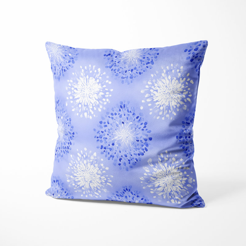 Coussin Modern - coussin abstrait bleu et blanc imprimé mandala, H 16 po x l 16 po