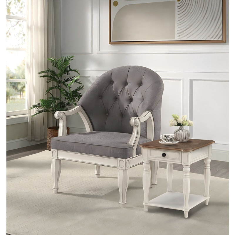 Fauteuil d'appoint rembourré en tissu gris
