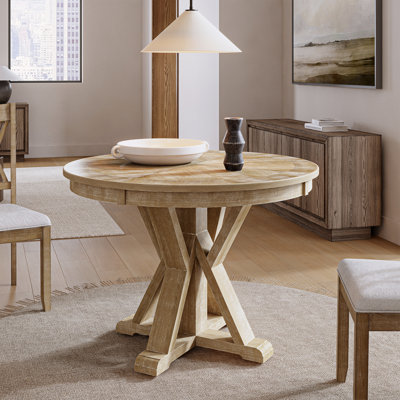 Amoz 42" Pedestal Round Solid Wood Frame Dining Table