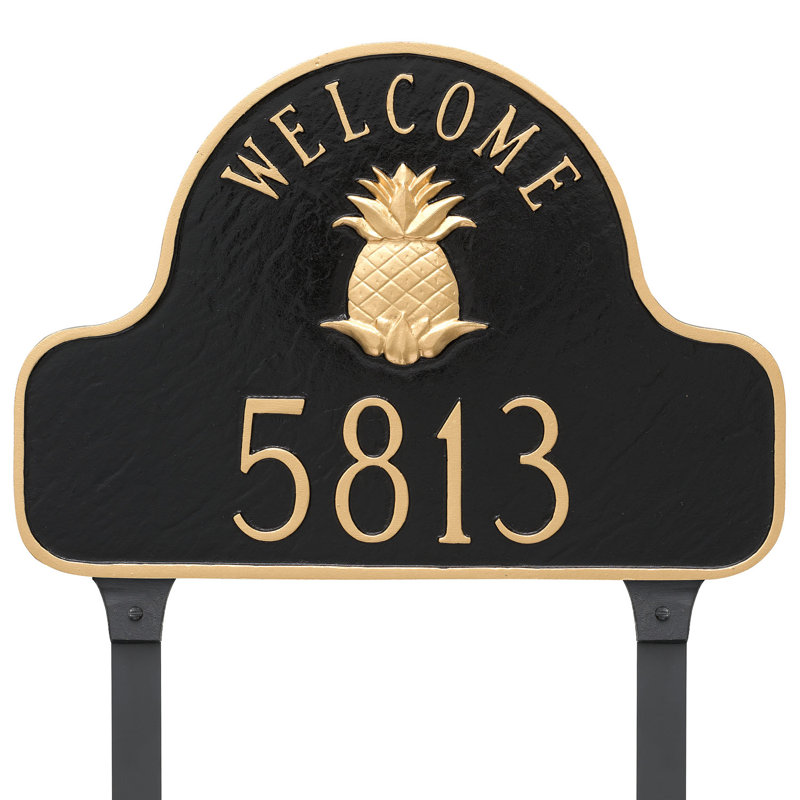 Panneau d'adresse de pelouse à 2 lignes, Gris / blanc, Oui