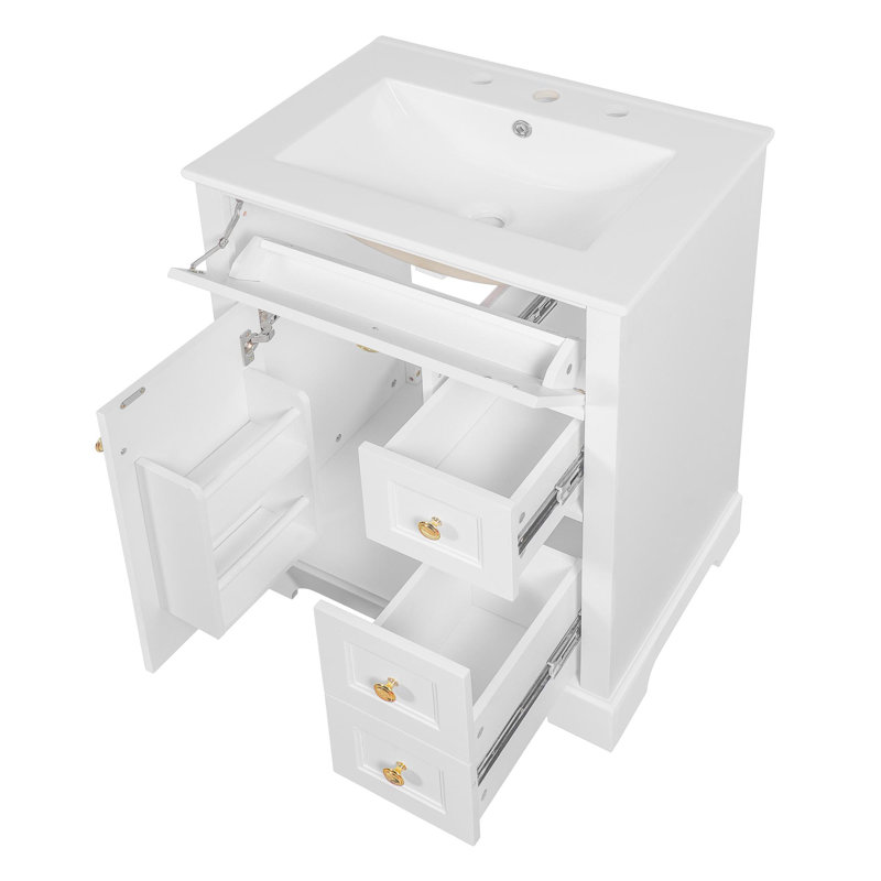 Meuble-lavabo de salle de bain avec lavabo, Blanc