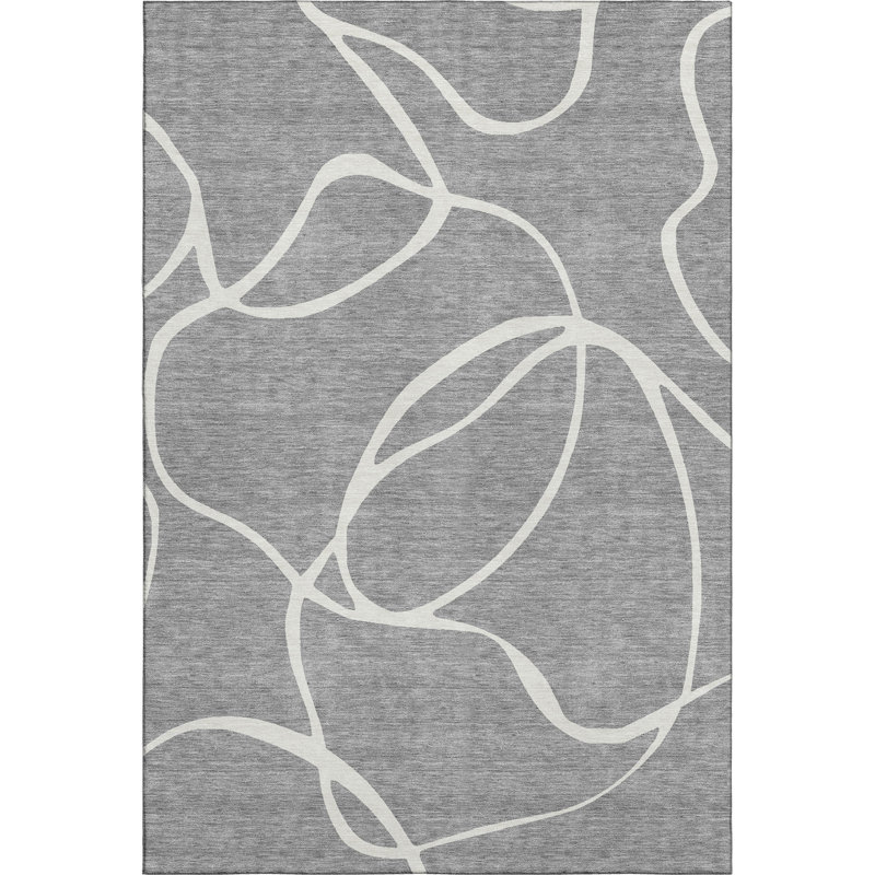 Premium Machine Washable Corum AMF999 Swirls Rug, Rectangle 10' x 14'