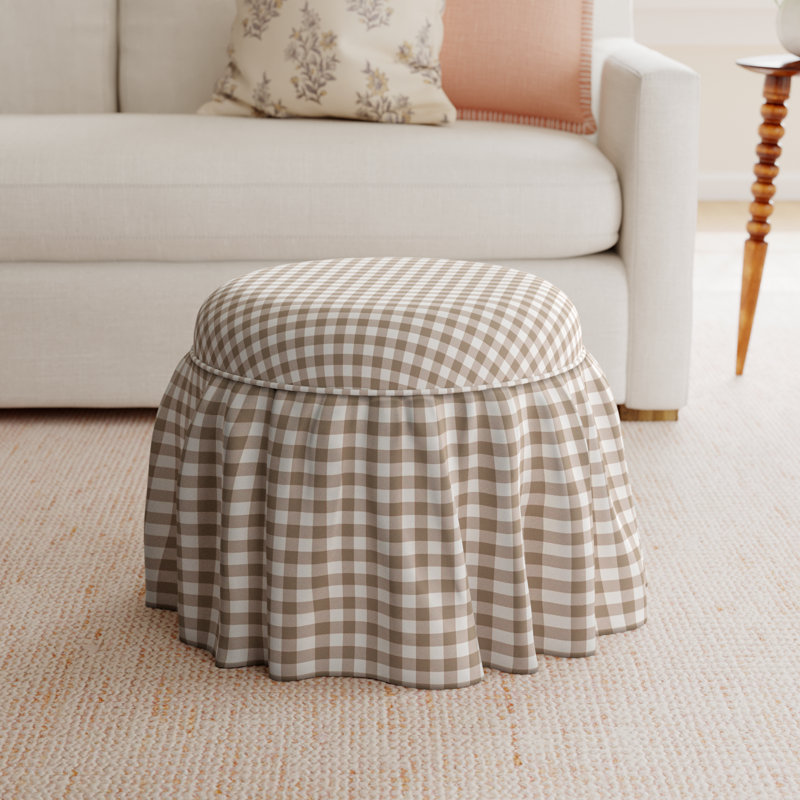 Jebb Upholstered Ottoman, Classic Gingham Tan
