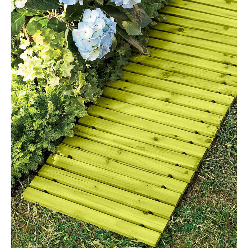 Allée droite en bois Henslee, H 0,62 po x l 18 po x P 144 po, Vert