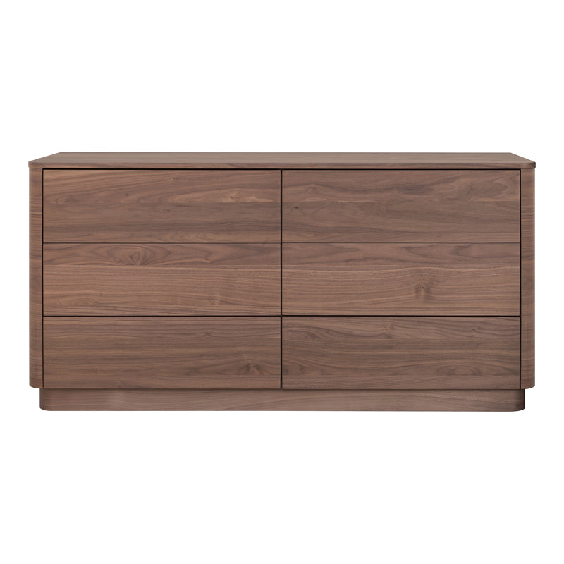 6 Drawer 60" W Double Dresser, Walnut